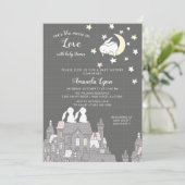 Sweet Bunny Amour Lune Baby shower Invitation (Debout devant)