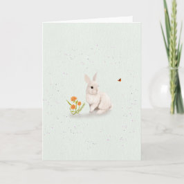 Sweet Bunny and Butterfly 5x7 Greeting Card  Kaart