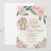 Sweet Bunny Baby shower Invitation Kaart (Voorkant / Achterkant)