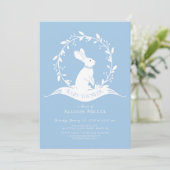 Sweet Bunny Boys Baby shower Invitation (Debout devant)