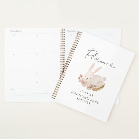 Sweet Bunny Calligraphy Baby shower Planner (Display)