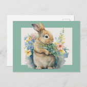 Sweet Bunny en Wildbloemen Briefkaart (Voorkant / Achterkant)