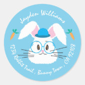 Sweet bunny face blue envelop zegels (Voorkant)