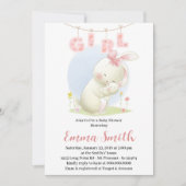 Sweet Bunny Girl Baby shower Invitation (Devant)