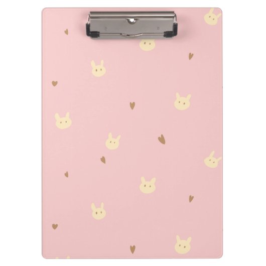 Sweet Bunny & Hearts Seamless Pattern – Cute Pink Klembord (Voorkant)