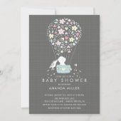 Sweet Bunny Hot Air Baby shower Invitation (Devant)