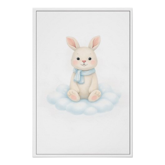 Sweet Bunny Illustration – Premium Nursery Wall Ar Perfect Poster (Voorkant)