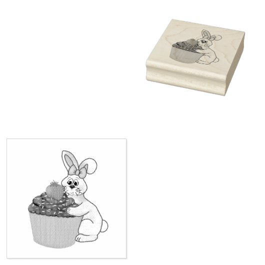 Sweet Bunny Knuffelen Aardbei Cupcake Rubberstempel (Gestempeld)