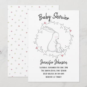 Sweet Bunny Love Gender Neutral Baby shower Kaart