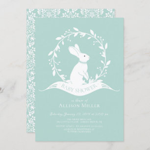 Sweet Bunny Neutral Baby shower Invitation Kaart
