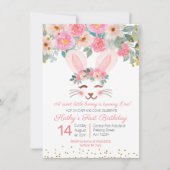 Sweet Bunny première invitation fille d'anniversai (Devant)