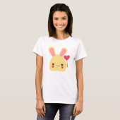 Sweet Bunny Rabbit Face die een hart vasthoudt op  T-shirt (Voorkant volledig)