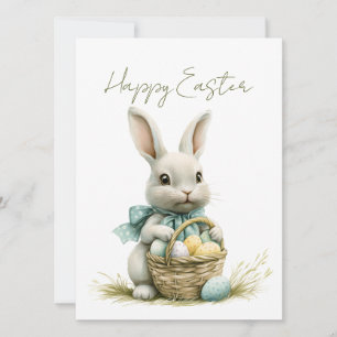 Sweet Bunny Waterverf Floral Easter Feestdagenkaart