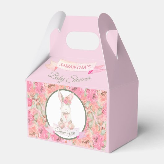 Sweet Bunny Waterverf Flowers Baby shower Bedankdoosjes (Voorkant Zijde)