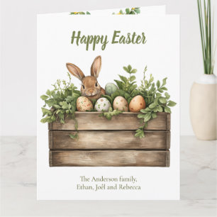 Sweet Bunny Waterverf Planten Eggs Easter Kaart