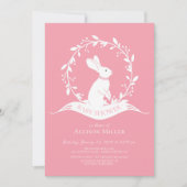 Sweet BunnyGirls Baby shower Invitation (Devant)