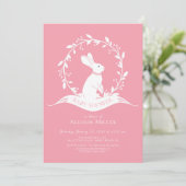 Sweet BunnyGirls Baby shower Invitation (Debout devant)