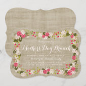 Sweet Burlap Floral Moederdag Brunch Uitnodiging (Voorkant / Achterkant)