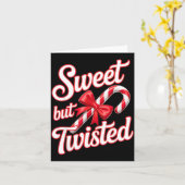 Sweet But Twisted Candy Cane Funny Christmas Kaart (Gele Bloem)