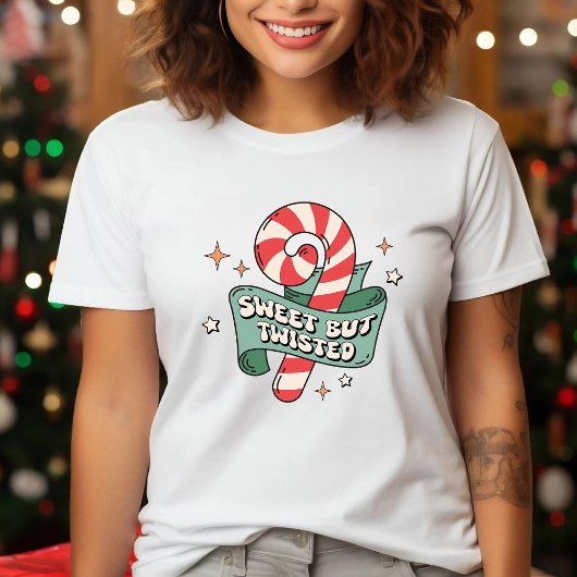 Sweet But Twisted Retro Candy Cane Kerstmis Tri-Blend Shirt