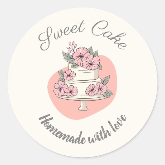 Sweet Cake Bakery Logo Ronde Sticker (Voorkant)