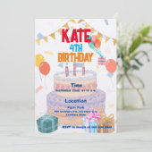 Sweet Cake Colorful Party Enfant Invitation Annive (Debout devant)