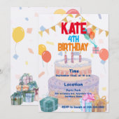 Sweet Cake Colorful Party Enfant Invitation Annive (Devant / Derrière)