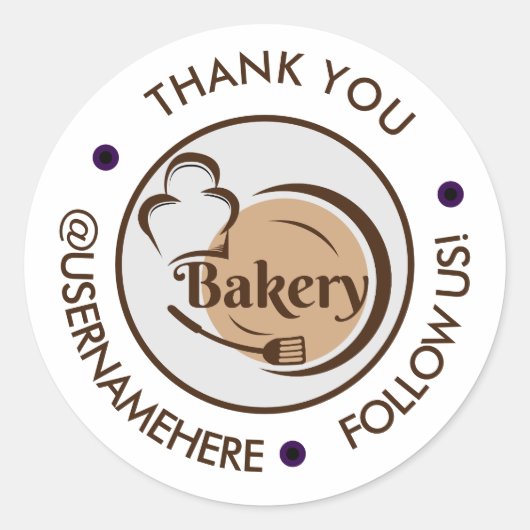 Sweet Cakes Bakery Waterverf Rond Dank u Ronde Sticker (Voorkant)