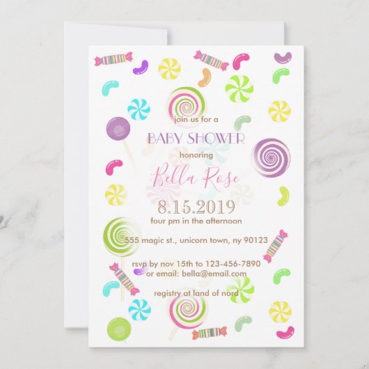 Sweet Candy Baby Shower Invitations (Devant)
