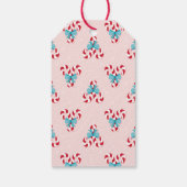 Sweet Candy Canes en Bows Kerstmis Cadeaulabel (Achterkant)