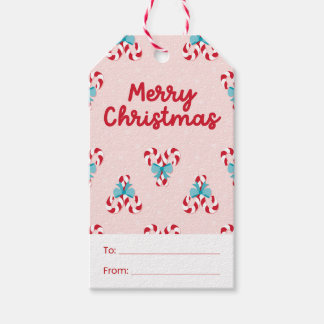 Sweet Candy Canes en Bows Kerstmis Cadeaulabel