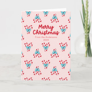 Sweet Candy Canes en Bows Kerstmis Feestdagen Kaart