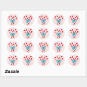 Sweet Candy Canes en Bows Kerstmis Ronde Sticker (Vel)