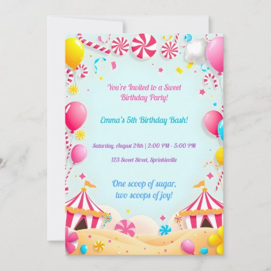 Sweet Candy Carnival Annival Fête Invitation (Devant)