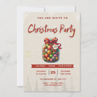 🍬🎄Sweet Candy Christmas Editable 5x7” Invitation Kaart