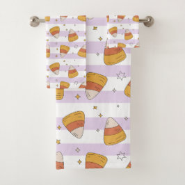 Sweet Candy Corn & Stars Halloween Patroon Bad Handdoek