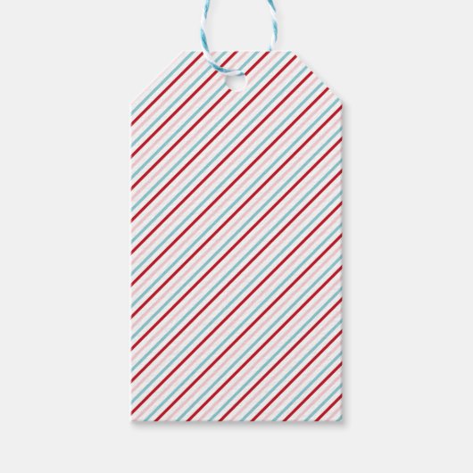 Sweet Candy Stripe Red Pink Blue Holiday/Bday  Cadeaulabel (Voorkant)