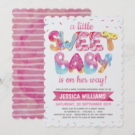 Sweet Candyland arroses Baby shower Invitation (Devant / Derrière)