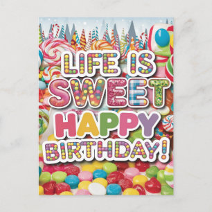 Sweet Candyland Birthday Design – leuk en kleurrij Briefkaart