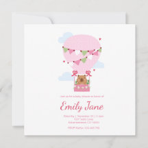 Sweet Capybara Baby Shower Invitation Baby Girl