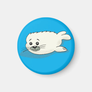 Sweet Cartoon Baby Harp Seal Magneet