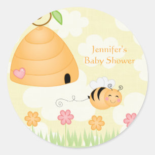 Sweet cartoon bumble bei baby shower sticker