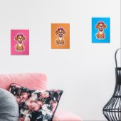 Sweet Cartoon Dog – Happy Puppy in Cap Sticker Muurkunst Sets (Woonkamer)