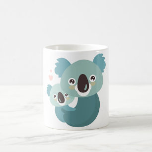 Sweet cartoon koala moeder en baby hugging koffiemok
