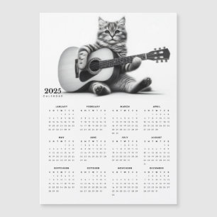 Sweet Cat and Acoustic Guitar 2025 Magnet Calendar