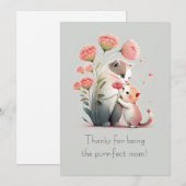 Sweet Cat Mam en Kitten Bedankkaart (Voorkant / Achterkant)