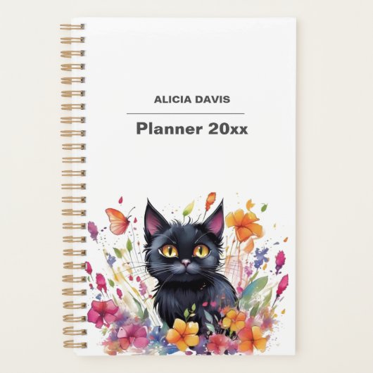Sweet Cat Waterverf ongedateerd | Je naam Planner (Voorkant)