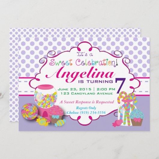 Sweet Celebration Candy Invitation (Devant / Derrière)