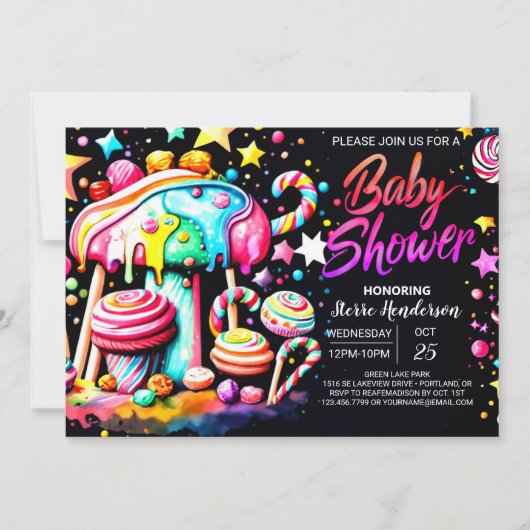 Sweet Celebration Candyland Baby shower Kaart (Voorkant)