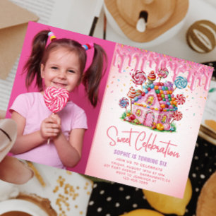 Sweet Celebration Candyland Foto Kinderen Verjaard Kaart